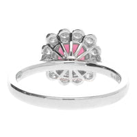 Pink Tourmaline and Diamond 18ct White Gold Cluster Ring - Michael Jones Jeweller