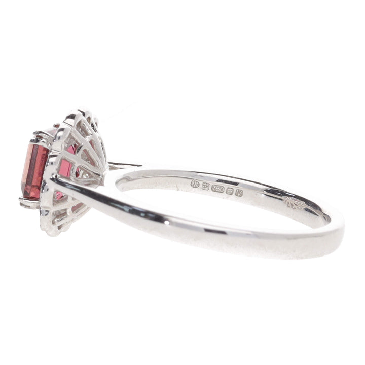 Pink Tourmaline and Diamond 18ct White Gold Cluster Ring - Michael Jones Jeweller