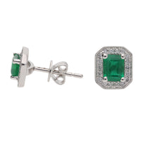 Emerald and Diamond 18ct White Gold Stud Earrings