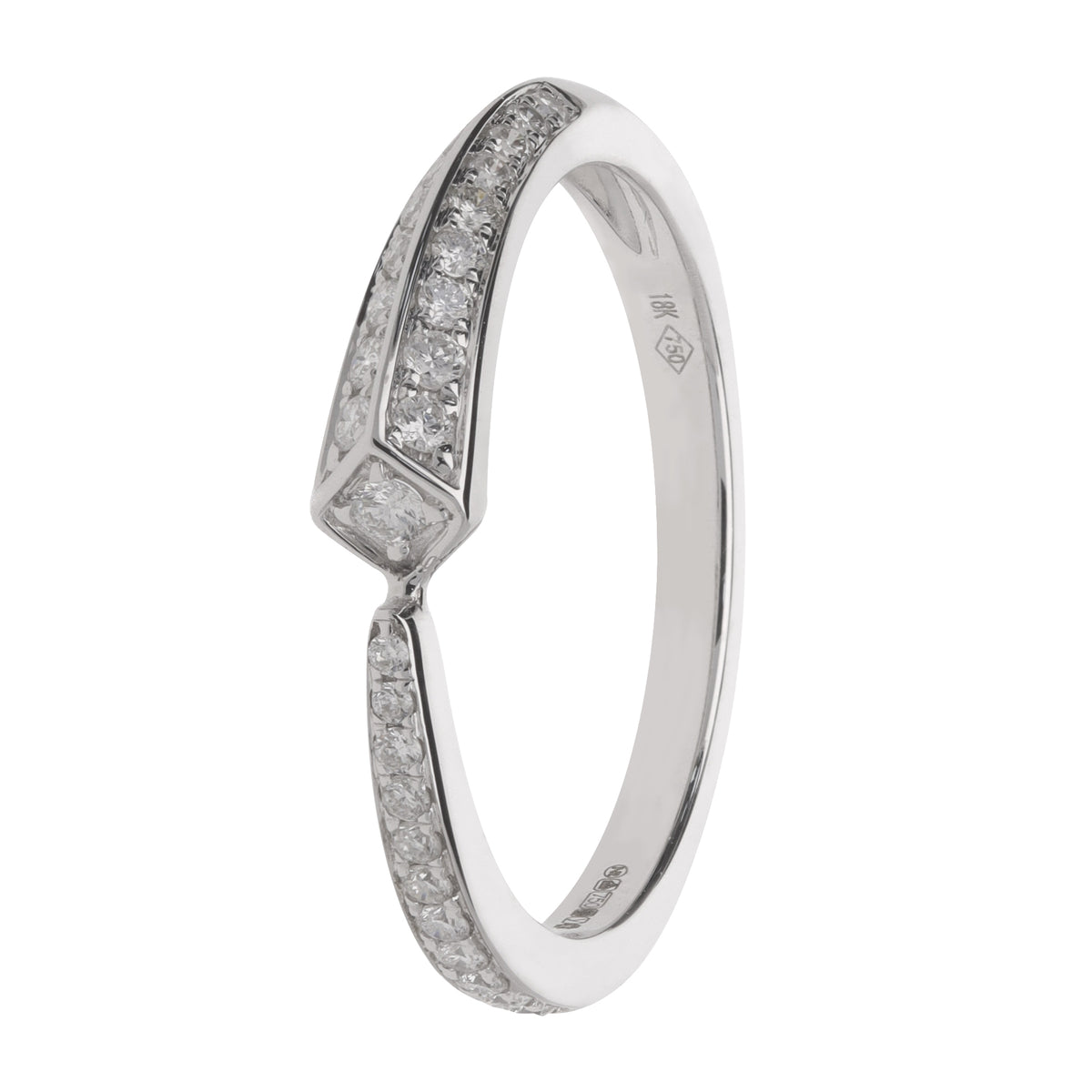 Diamond 0.21ct 18ct White Gold Tapered Kite Profile Ring - Michael Jones Jeweller