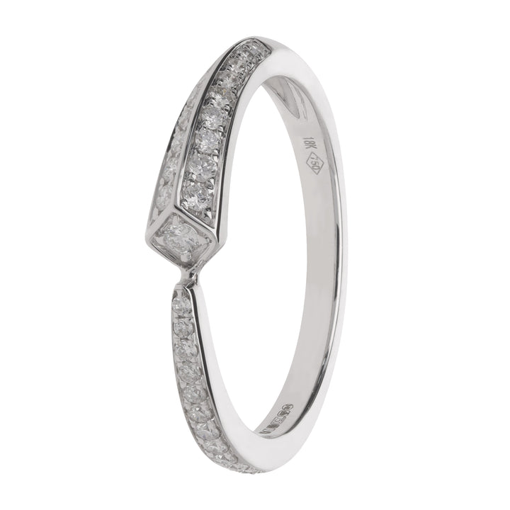 Diamond 0.21ct 18ct White Gold Tapered Kite Profile Ring