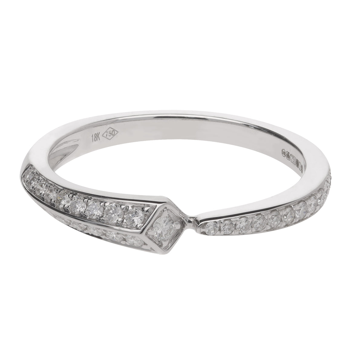 Diamond 0.21ct 18ct White Gold Tapered Kite Profile Ring - Michael Jones Jeweller