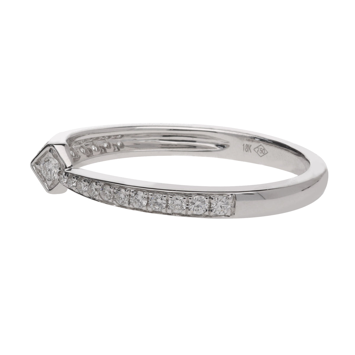 Diamond 0.21ct 18ct White Gold Tapered Kite Profile Ring - Michael Jones Jeweller