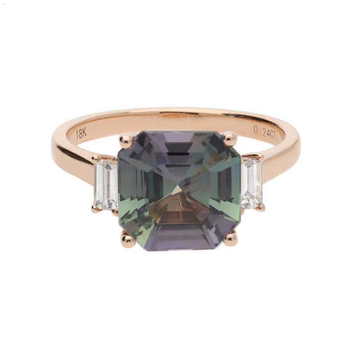 Bicolour Tanzanite and Diamond 18ct Rose Gold Ring