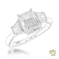 Santorini Emerald Cut 0.62ct G VS2  Diamond Three Stone Platinum Ring