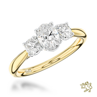 Royal Oval Three Stone 0.91ct E SI Diamond Yellow Gold/Platinum Ring