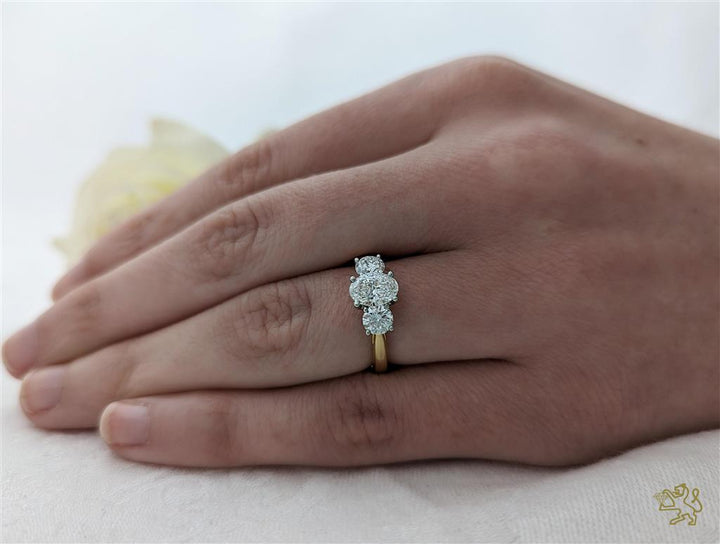 Royal Oval Three Stone 0.91ct E SI Diamond Yellow Gold/Platinum Ring