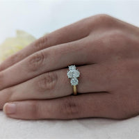 Royal Oval Three Stone 0.91ct E SI Diamond Yellow Gold/Platinum Ring
