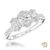 lorentina Skye Oval Three Stone 0.60ct G VS1 Diamond Platinum Ring