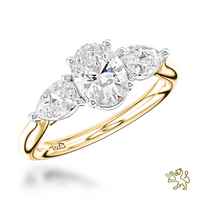 Florentine Oval Three Stone 0.50ct G VS1 Diamond Yellow Gold/Platinum Ring