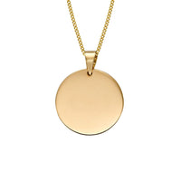 Plain 11mm Disc 9ct Yellow Gold Pendant