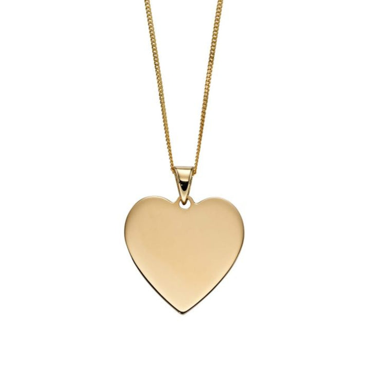 Plain 14mm Heart 9ct Yellow Gold Pendant
