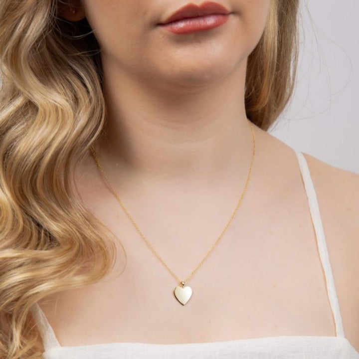 Plain 14mm Heart 9ct Yellow Gold Pendant