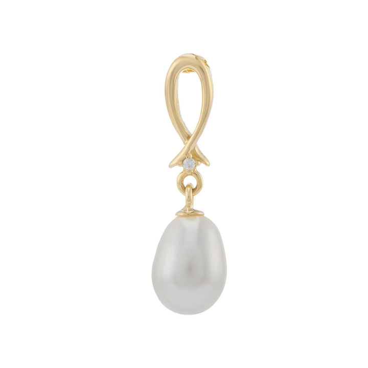 Freshwater Pearl and Diamond 9ct Yellow Gold Pendant