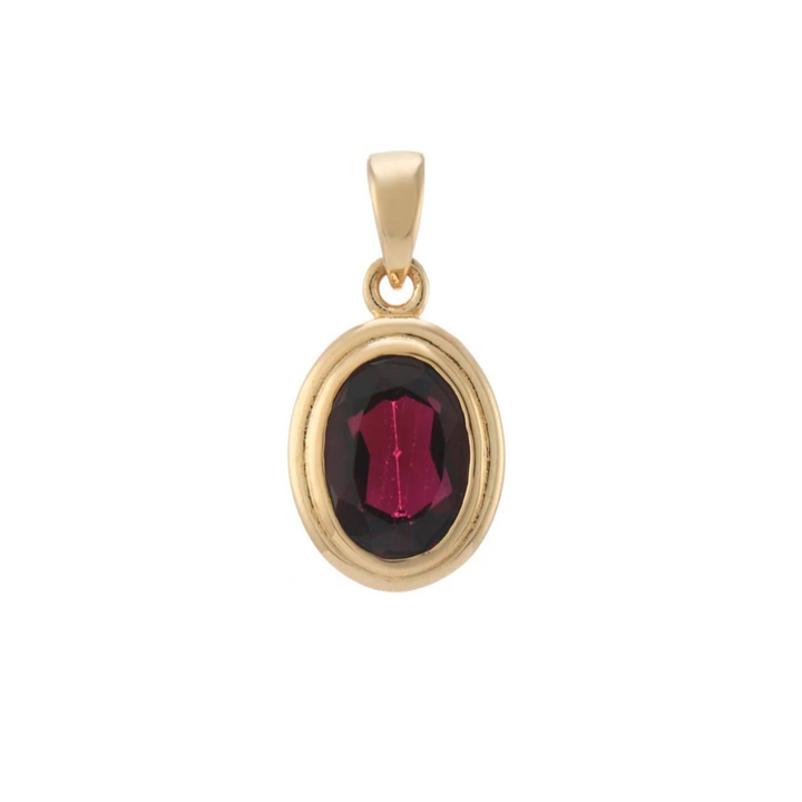 Oval Garnet 9ct Yellow Gold Pendant