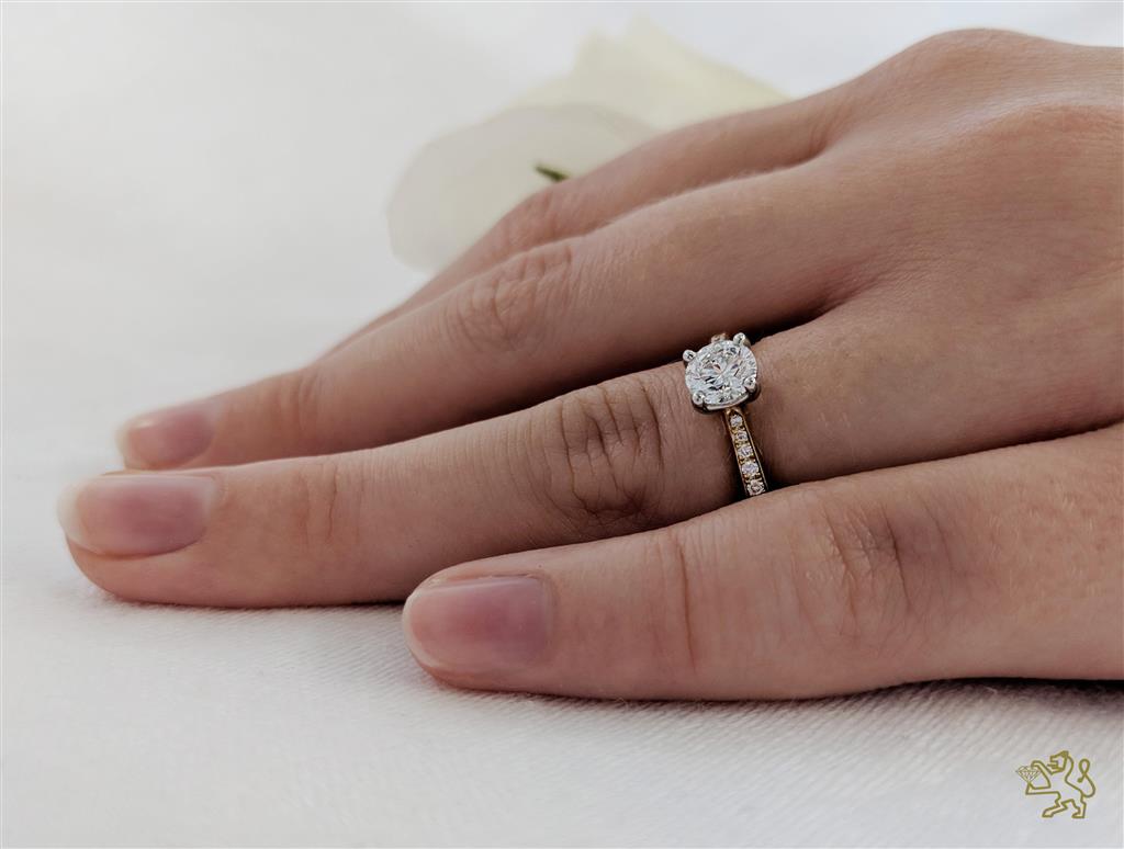 Memoire Round Solitaire 0.56ct  H VS2 18ct Yellow Gold Diamond Ring - Michael Jones Jeweller