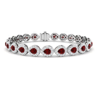 Ruby and Diamond 18ct White Gold Cluster Bracelet - Michael Jones Jeweller