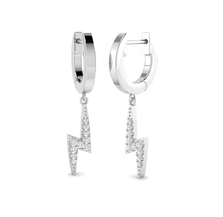 Diamond Lightning Bolt 9ct White Gold Drop Earrings - Michael Jones Jeweller