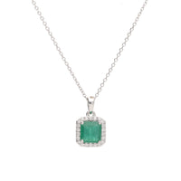 Emerald and Diamond 18ct White Gold Pendant - Michael Jones Jeweller