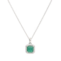 Emerald and Diamond 18ct White Gold Pendant - Michael Jones Jeweller