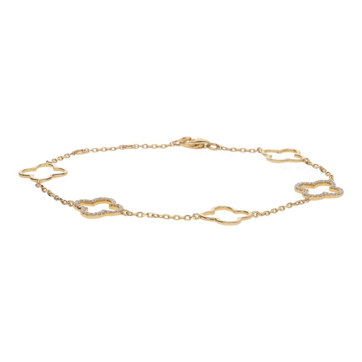 Diamond 0.23ct 9ct Yellow Gold Clover Bracelet - Michael Jones Jeweller