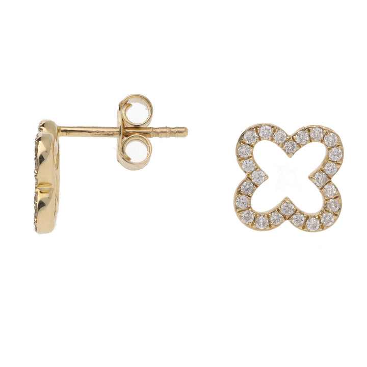 Diamond 0.24ct 9ct Yellow Gold Clover Stud Earrings - Michael Jones Jeweller