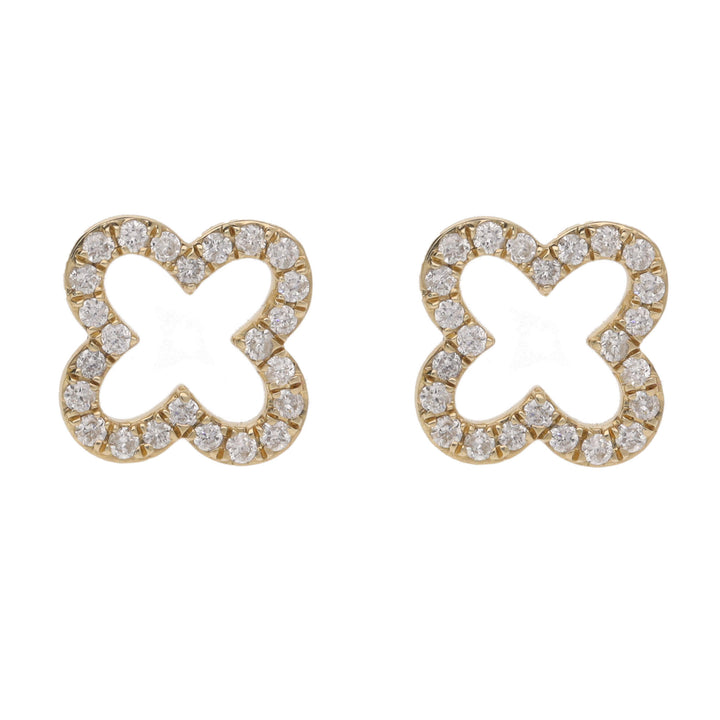Diamond 0.24ct 9ct Yellow Gold Clover Stud Earrings - Michael Jones Jeweller