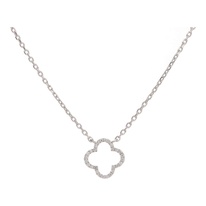 Diamond 0.13ct 9ct White Gold Open Clover Necklace