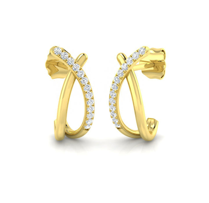 Diamond Curved Strand 18ct Yellow Gold Earrings