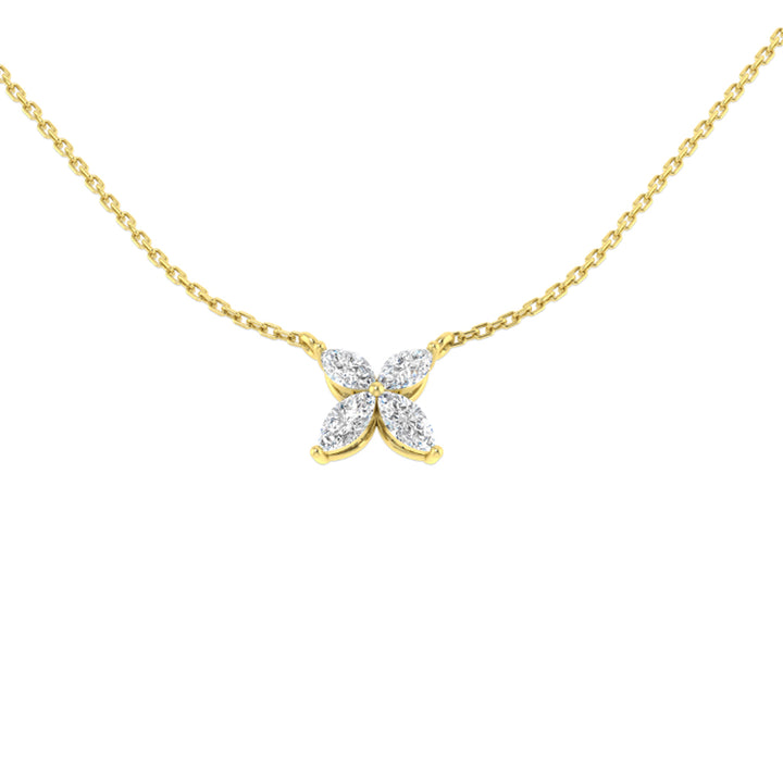 Diamond Marquise 0.78ct 18ct Yellow Gold Flower Necklace - Michael Jones Jeweller