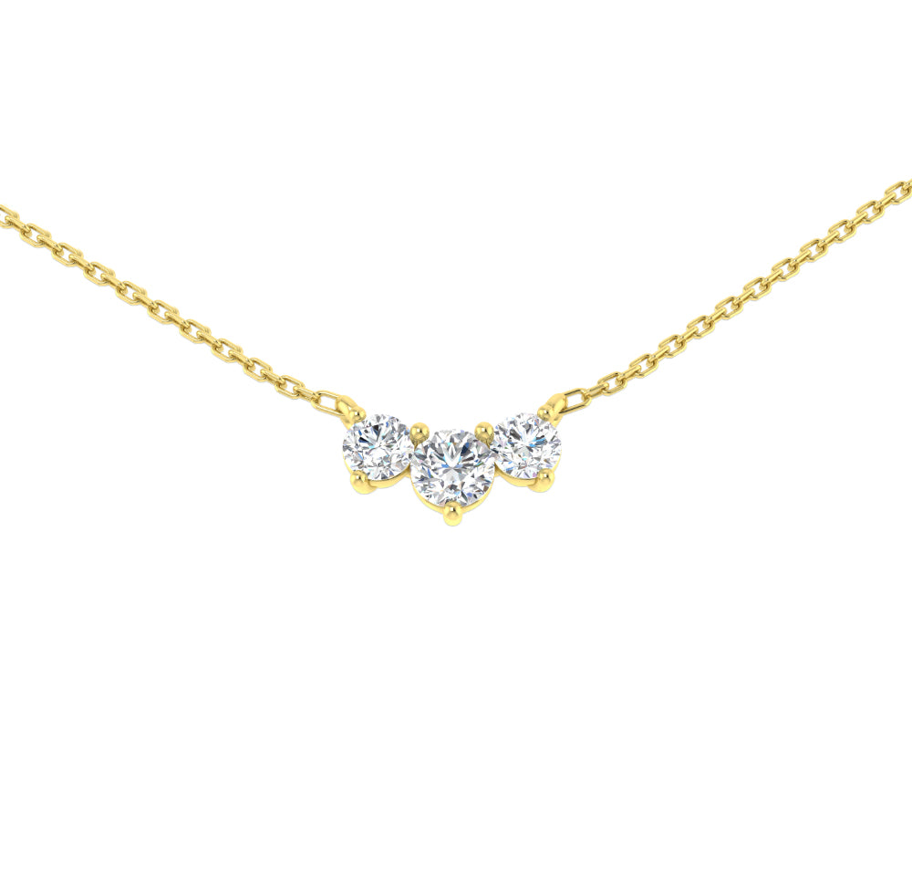 Diamond Three Stone 0.68ct 18ct Yellow Gold Necklace - Michael Jones Jeweller