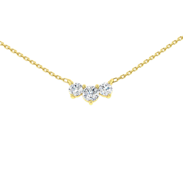 Diamond Three Stone 0.68ct 18ct Yellow Gold Necklace - Michael Jones Jeweller
