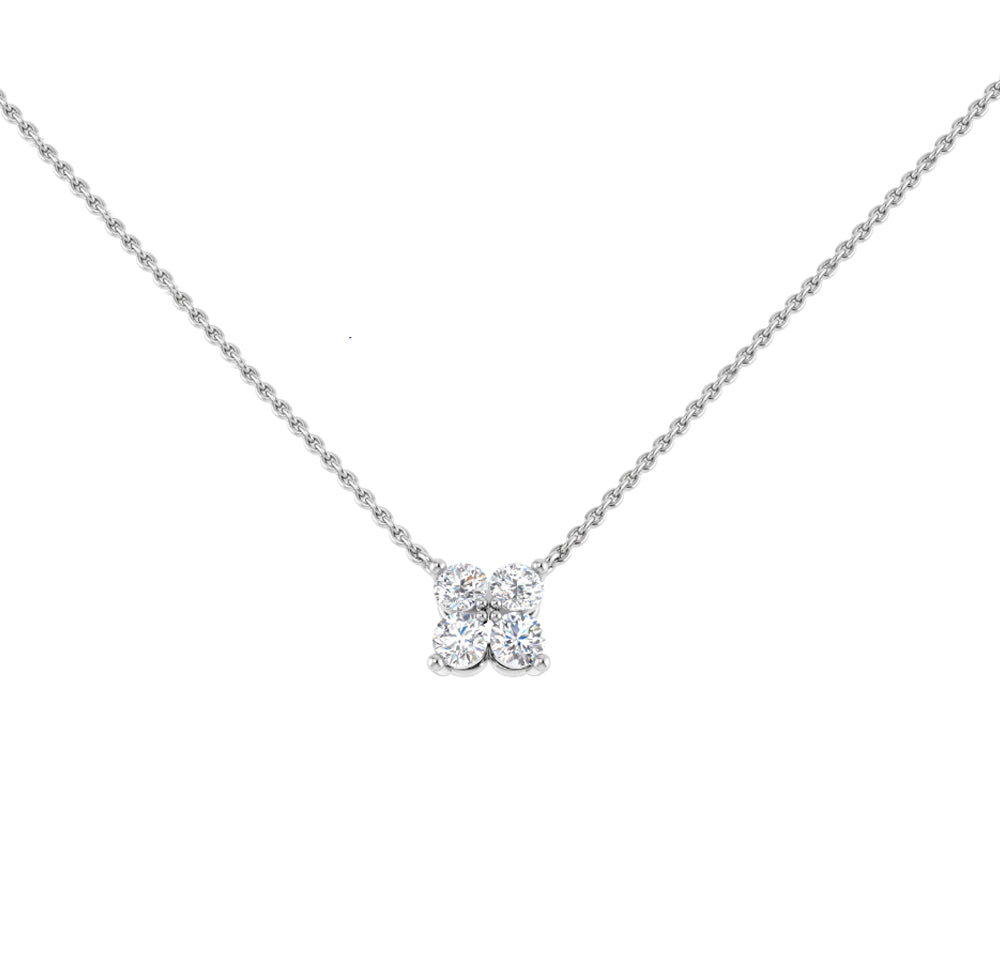 Diamond 0.32ct 18ct White Gold Flower Necklace - Michael Jones Jeweller