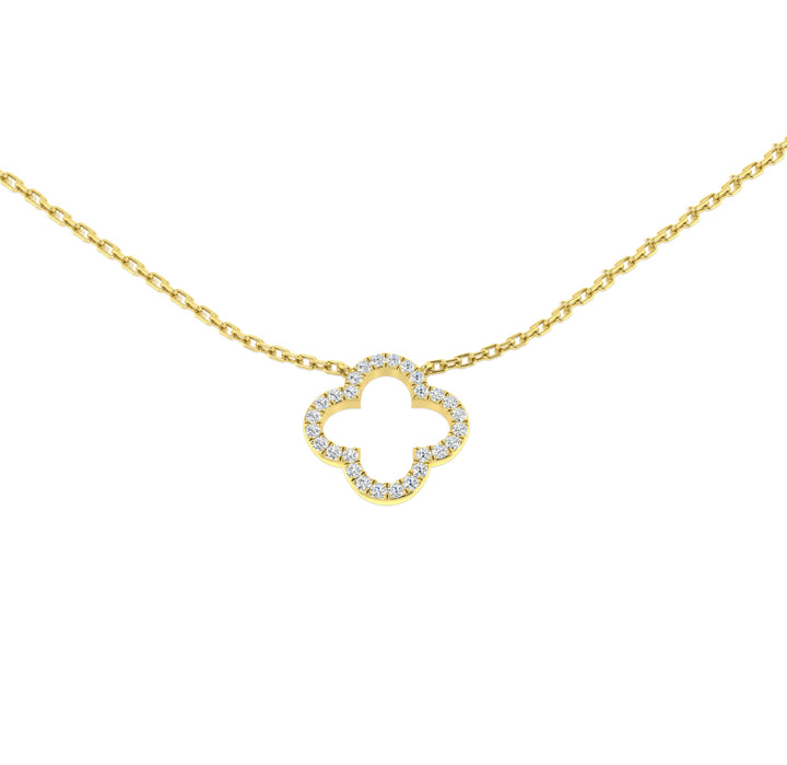 Diamond 0.11ct 18ct Yellow Gold Clover Necklace - Michael Jones Jeweller
