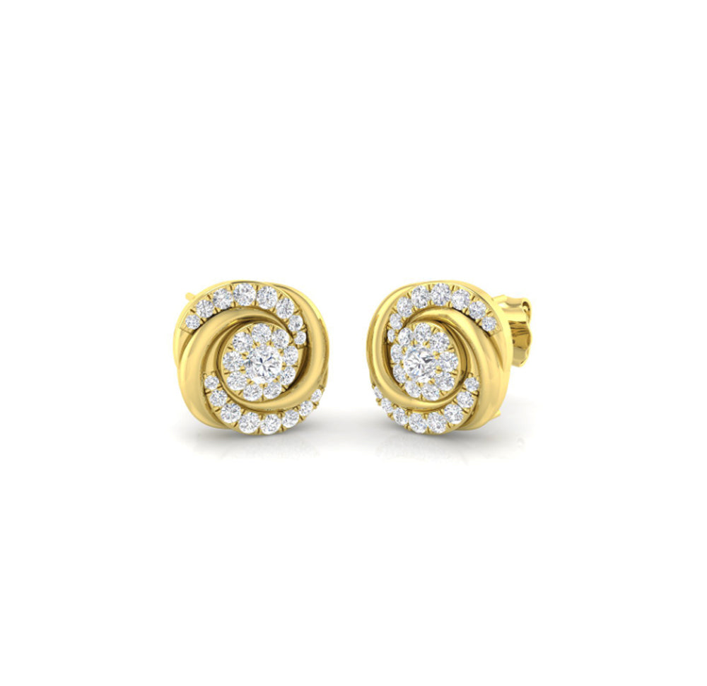 Diamond 0.44ct 18ct Yellow Gold Swirl Stud Earrings - Michael Jones Jeweller