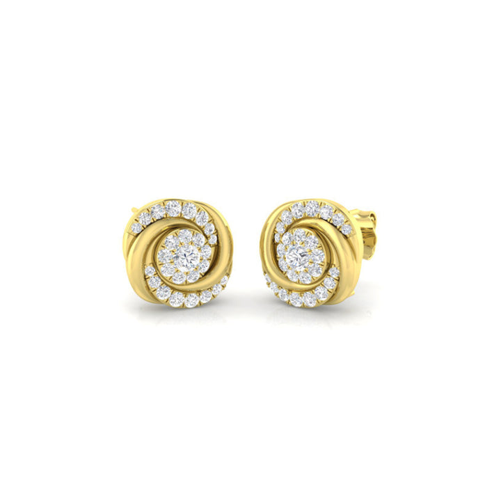 Diamond 0.44ct 18ct Yellow Gold Swirl Stud Earrings - Michael Jones Jeweller