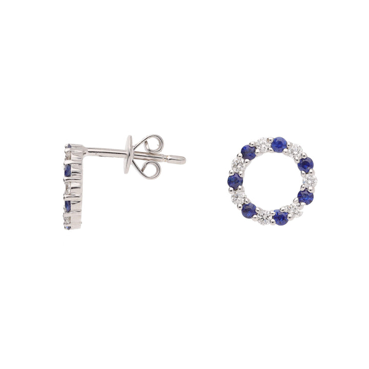 Sapphire and Diamond 18ct White Gold Stud Earrings - Michael Jones Jeweller