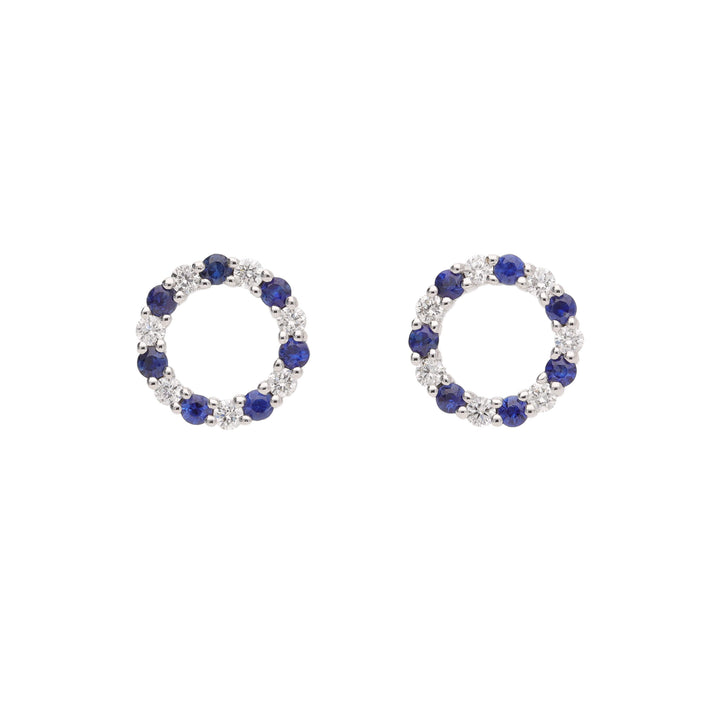 Sapphire and Diamond 18ct White Gold Stud Earrings - Michael Jones Jeweller