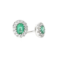 Emerald and Diamond Cluster 18ct White Gold Stud Earrings - Michael Jones Jeweller