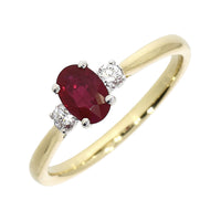 Ruby and Diamond 18ct Yellow Gold Three Stone Ring - Michael Jones Jeweller