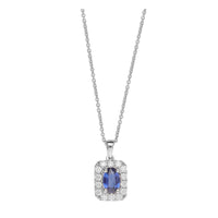Blue Sapphire and Diamond 18ct White Gold Cluster Necklace - Michael Jones Jeweller