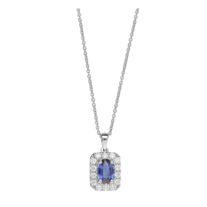 Blue Sapphire and Diamond 18ct White Gold Cluster Necklace - Michael Jones Jeweller