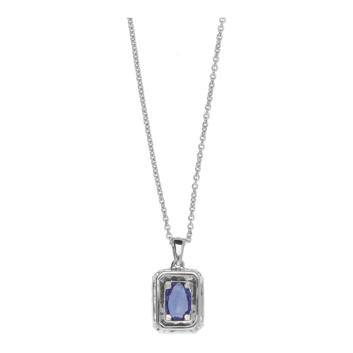 Blue Sapphire and Diamond 18ct White Gold Cluster Necklace - Michael Jones Jeweller