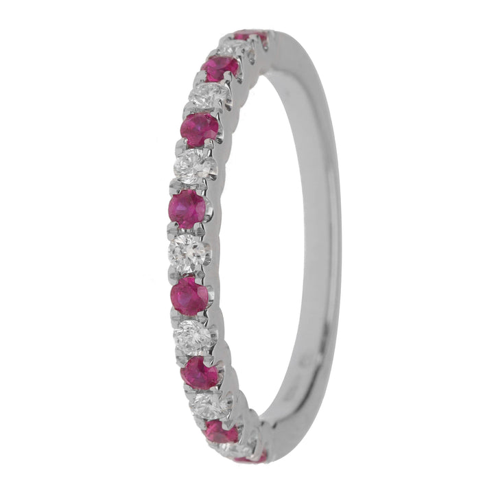 Ruby and Diamond 18ct White Gold Half Eternity Ring - Michael Jones Jeweller