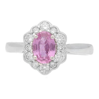 Pink Sapphire and Diamond 18ct White Gold Cluster Ring - Michael Jones Jeweller
