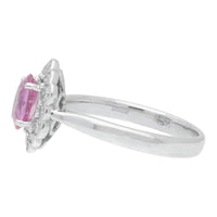 Pink Sapphire and Diamond 18ct White Gold Cluster Ring - Michael Jones Jeweller