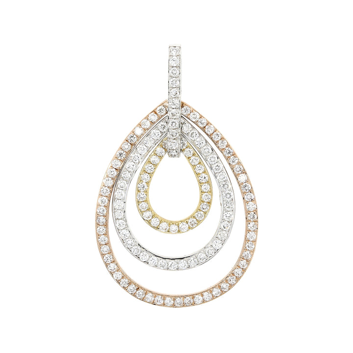 Diamond Triple Pear Shape 18ct Yellow, White and Rose Gold Pendant