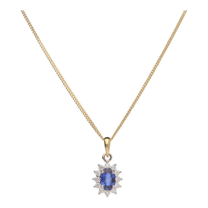 Sapphire and Diamond 18ct Yellow and White Gold Cluster Pendant