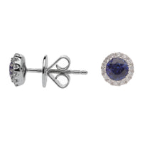 Sapphire and Diamond 18ct White Gold Stud Earrings - Michael Jones Jeweller
