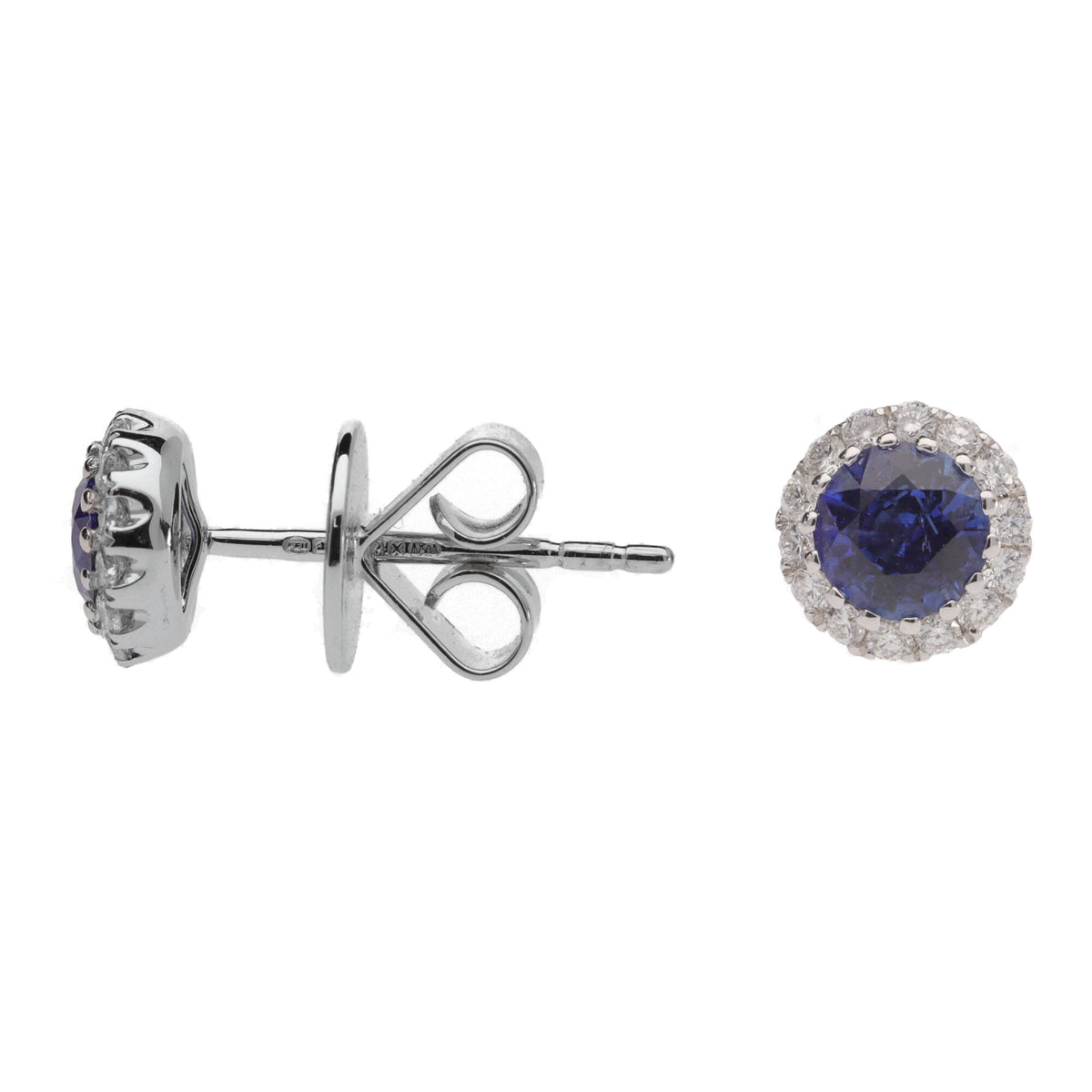 Sapphire and Diamond 18ct White Gold Stud Earrings - Michael Jones Jeweller